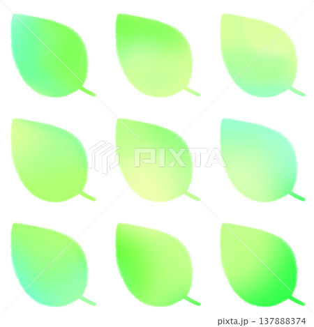 明るい緑の水彩風の葉っぱセット 明るい緑の水彩風の葉っぱセット 137888374
