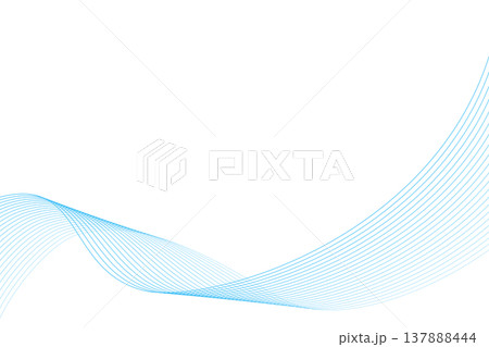シンプルな曲線ウェーブの背景　水色ブルー　青色 137888444