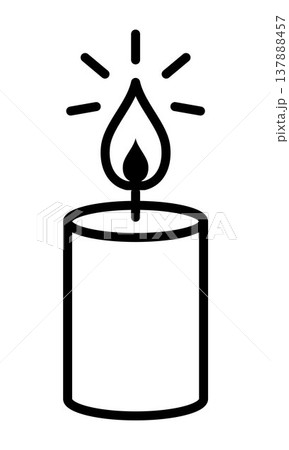 Burning candle icon illustration, simple flame symbol with glowing light, minimal outline candle design for meditation relaxation spa wellness concept, decorative element for calm and peaceful mood Burning candle icon illustration, simple flame symbol with glowing light, minimal outline candle design for meditation relaxation spa wellness concept, decorative element for calm and peaceful mood 137888457