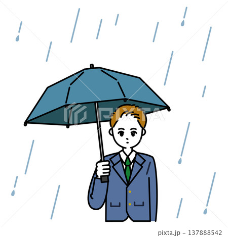雨傘をさす男子生徒 137888542