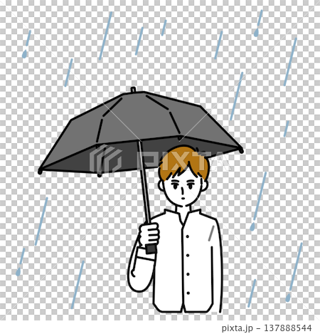 雨傘をさす男性 雨傘をさす男性 137888544