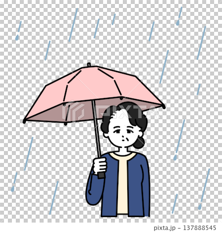 雨傘をさすシニア女性 137888545