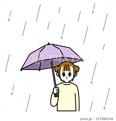 雨傘をさす女の子 137888548