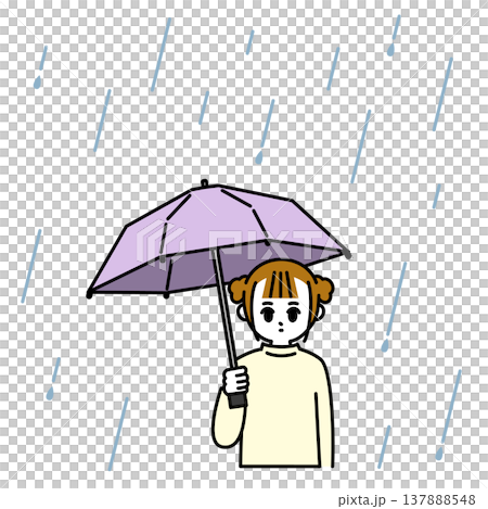 雨傘をさす女の子 137888548