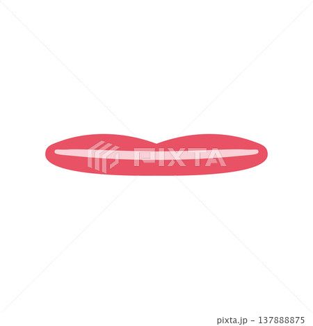 閉じた口のシンプルなイラスト。薄い唇 閉じた口のシンプルなイラスト。薄い唇 137888875