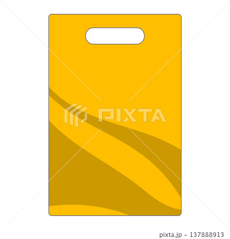 Yellow plastic shopping bag flat icon. Vector illustration isolated on white background. 137888913
