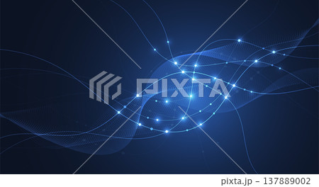 Abstract modern big data design background with flowing particles. Digital future technology communication concept. Vector illustration 137889002