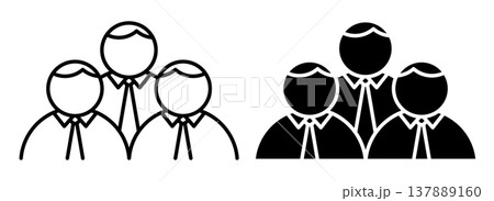 Linear icon. Office staff team white collar work team. Simple black and white vector symbol isolated on white background Linear icon. Office staff team white collar work team. Simple black and white vector symbol isolated on white background 137889160