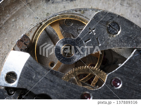 old clockwork, metal gears close up old clockwork, metal gears close up 137889316