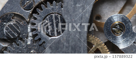 old clockwork, metal gears close up old clockwork, metal gears close up 137889322