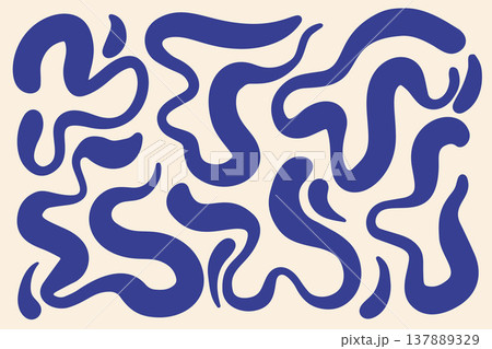 Fluid organic blobs and abstract splash elements. Dynamic shapes with wavy curves and bold patterns ideal for trendy graphic design and creative illustrations. Vector Fluid organic blobs and abstract splash elements. Dynamic shapes with wavy curves and bold patterns ideal for trendy graphic design and creative illustrations. Vector 137889329