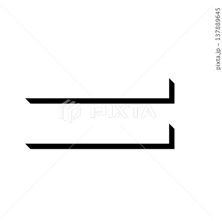 黒い立体文字の「=」影付きデザイン、影文字の黒い「=」タイポグラフィ素材、立体文字で表現した黒色の「 黒い立体文字の「=」影付きデザイン、影文字の黒い「=」タイポグラフィ素材、立体文字で表現した黒色の「 137889645
