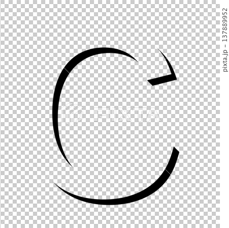 黒い立体文字の「C」影付きデザイン、影文字の黒い「C」タイポグラフィ素材、立体文字で表現した黒色のC 黒い立体文字の「C」影付きデザイン、影文字の黒い「C」タイポグラフィ素材、立体文字で表現した黒色のC 137889952