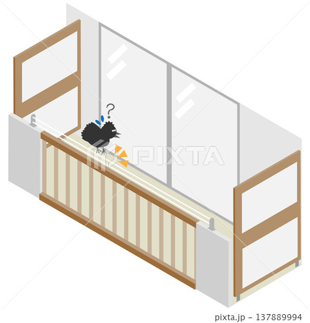アイソメトリックなベランダの柵に鳥よけのワイヤーが設置されているイメージイラスト素材 アイソメトリックなベランダの柵に鳥よけのワイヤーが設置されているイメージイラスト素材 137889994
