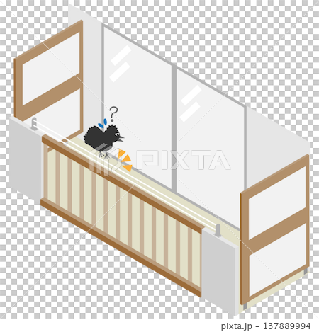 アイソメトリックなベランダの柵に鳥よけのワイヤーが設置されているイメージイラスト素材 アイソメトリックなベランダの柵に鳥よけのワイヤーが設置されているイメージイラスト素材 137889994