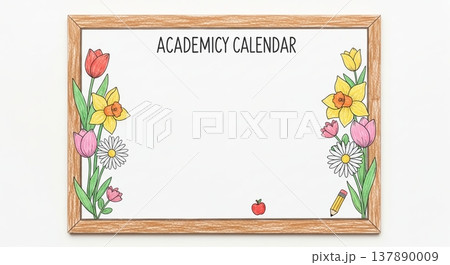 春の花とカレンダーフレーム 137890009
