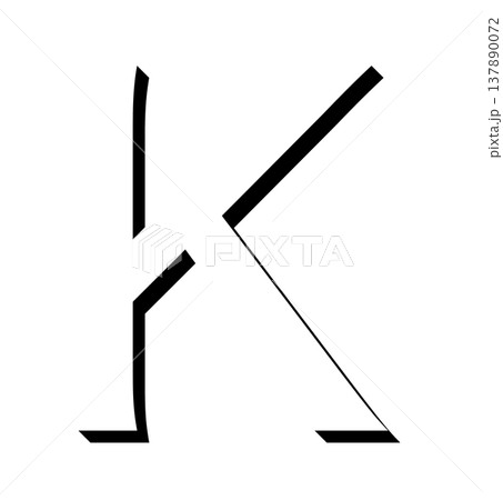 黒い立体文字の「K」影付きデザイン、影文字の黒い「K」タイポグラフィ素材、立体文字で表現した黒色のK 黒い立体文字の「K」影付きデザイン、影文字の黒い「K」タイポグラフィ素材、立体文字で表現した黒色のK 137890072