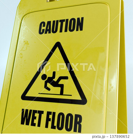 wet floor sign isolated on white background 137890652