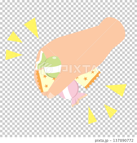 お菓子のつかみ取りをする子供の手 137890772
