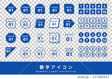 Numbered labels for headings, blue. Numbered labels for headings, blue. 137890813