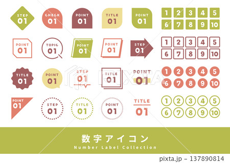 数字ラベル　見出し用ナンバリング　ナチュラルカラー 137890814