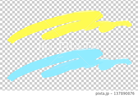 Yellow and light blue highlighters. Highlighters. Underlining and highlighting for decoration. 137890876