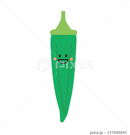 可愛いオクラのキャラクターイラスト 137890893