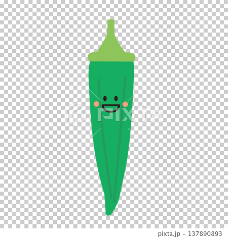 可愛いオクラのキャラクターイラスト 137890893