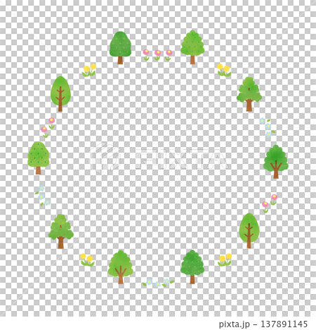 Cute tree and flower frame 2 137891145