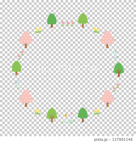Cute tree and flower frame 3 vectors Cute tree and flower frame 3 vectors 137891148