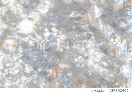 Cool toned bokeh lights with soft blur and scattered highlights forming an abstract lighting pattern that creates a calm winter mood for seasonal design use. 137892445