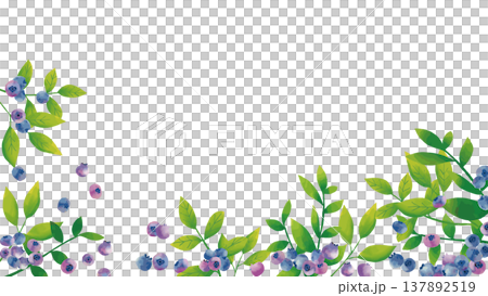 水彩風格新鮮藍莓邊框 2 (16:9) 137892519