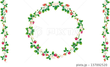水彩風 レトロっぽい苺のフレーム1(16:9) 137892520