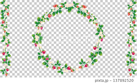 水彩風 レトロっぽい苺のフレーム1(16:9) 137892520