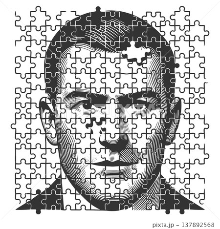Human Face Puzzle Pattern Identity Concept vector Human Face Puzzle Pattern Identity Concept vector 137892568
