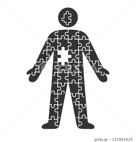 Human Figure Made of Puzzle Pieces Concept Human Figure Made of Puzzle Pieces Concept 137892625