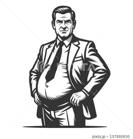 Confident Businessman with Big Belly raster Confident Businessman with Big Belly raster 137892630