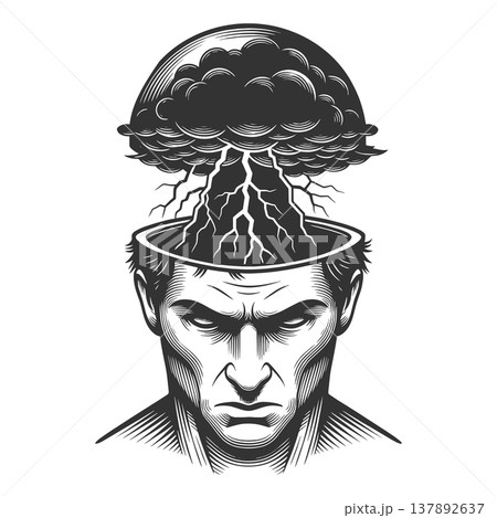 Storm Cloud Inside Human Head Mental Chaos vector Storm Cloud Inside Human Head Mental Chaos vector 137892637