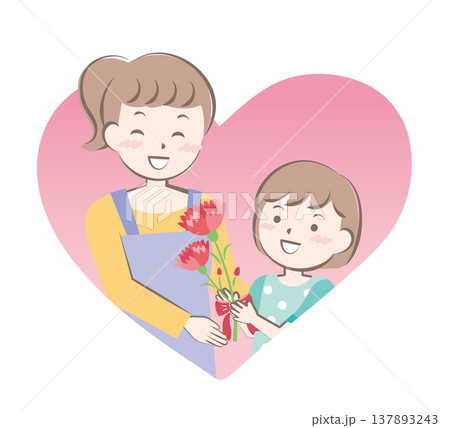 母の日にカーネーションを渡す女の子 137893243