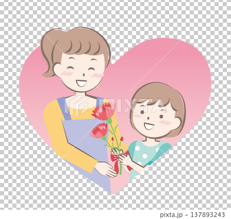 母の日にカーネーションを渡す女の子 137893243
