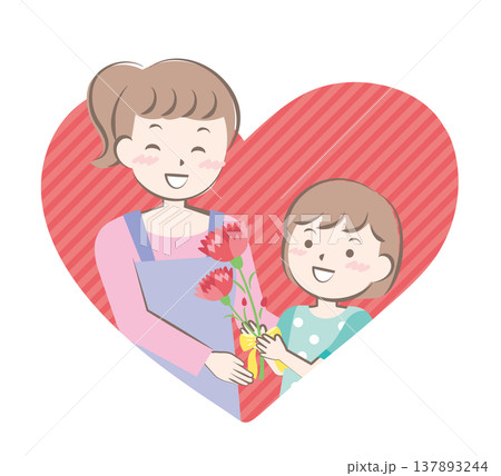 母の日にカーネーションを渡す女の子 137893244