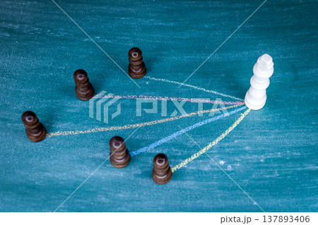 Leadership Network Strategy With Chess King Connecting Pawns 137893406