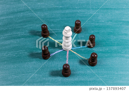 Leadership Strategy Network Structure With Central Chess King And Pawns Leadership Strategy Network Structure With Central Chess King And Pawns 137893407