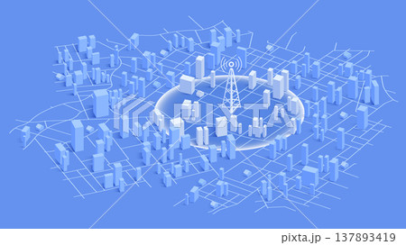 The Signal tower of 5G, 6G. Cell towers signal on abstract isometric 3d cityscape. Networks to distribute fast signals on area. Wireless network communication on map of city. Vector illustration. The Signal tower of 5G, 6G. Cell towers signal on abstract isometric 3d cityscape. Networks to distribute fast signals on area. Wireless network communication on map of city. Vector illustration. 137893419