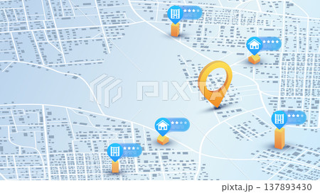 Selection, buildings, houses, offices for rent or purchase. Navigate isometric city map, exploring nearby available properties, potential choices. Concept of property valuation. Vector illustration Selection, buildings, houses, offices for rent or purchase. Navigate isometric city map, exploring nearby available properties, potential choices. Concept of property valuation. Vector illustration 137893430