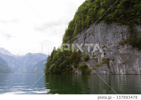 Echo wall at lake Konigssee, in the Berchtesgaden Alps, Bavaria, Germany Echo wall at lake Konigssee, in the Berchtesgaden Alps, Bavaria, Germany 137893478