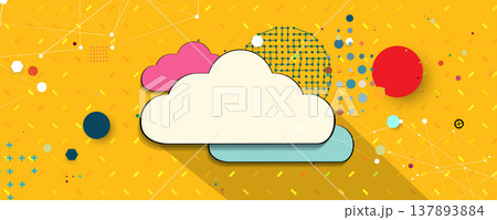 Cloud concept technology retro background and network security 137893884