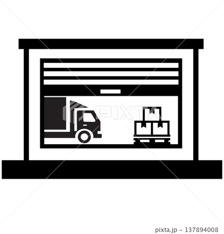 Loading dock icon. Loading dock for shipping and receiving. Cargo platform sign. Warehouse entry and logistics system. flat style. 137894008