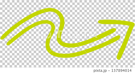 二重線の手書き矢印のイラスト4(黄緑) 二重線の手書き矢印のイラスト4(黄緑) 137894014