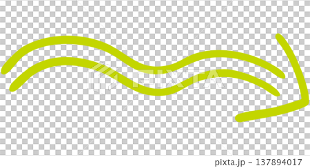 二重線の手書き矢印のイラスト7(黄緑) 二重線の手書き矢印のイラスト7(黄緑) 137894017